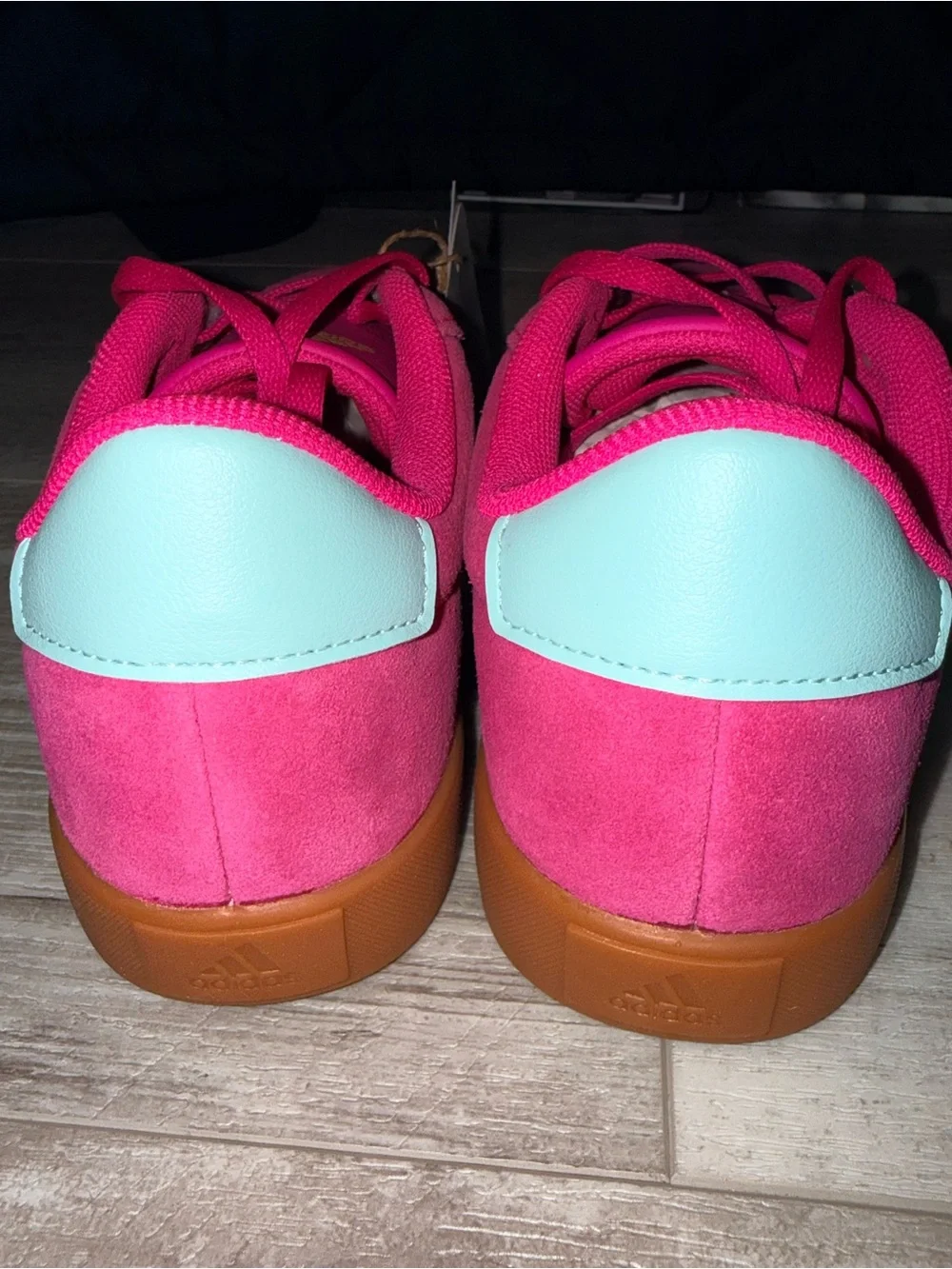 Adidas VL Court 3.0 Kids Size 4 Shock Pink Aqua Gum Sneakers NWT